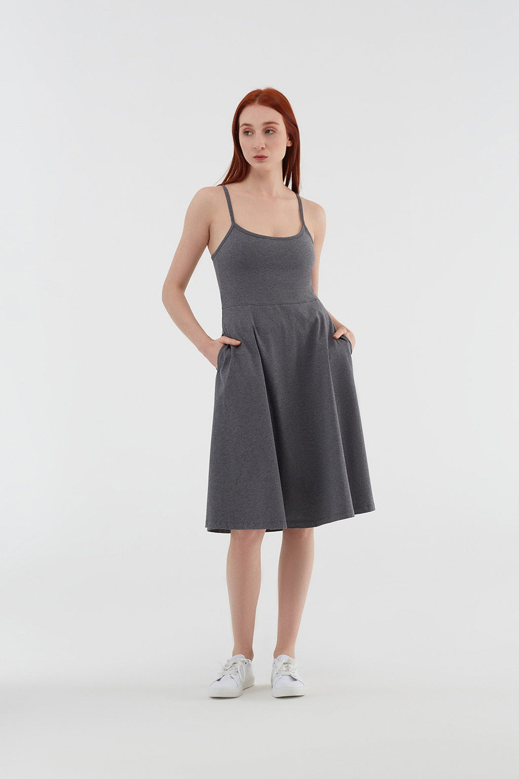 Pinafore Dress, Anthracite - Melange