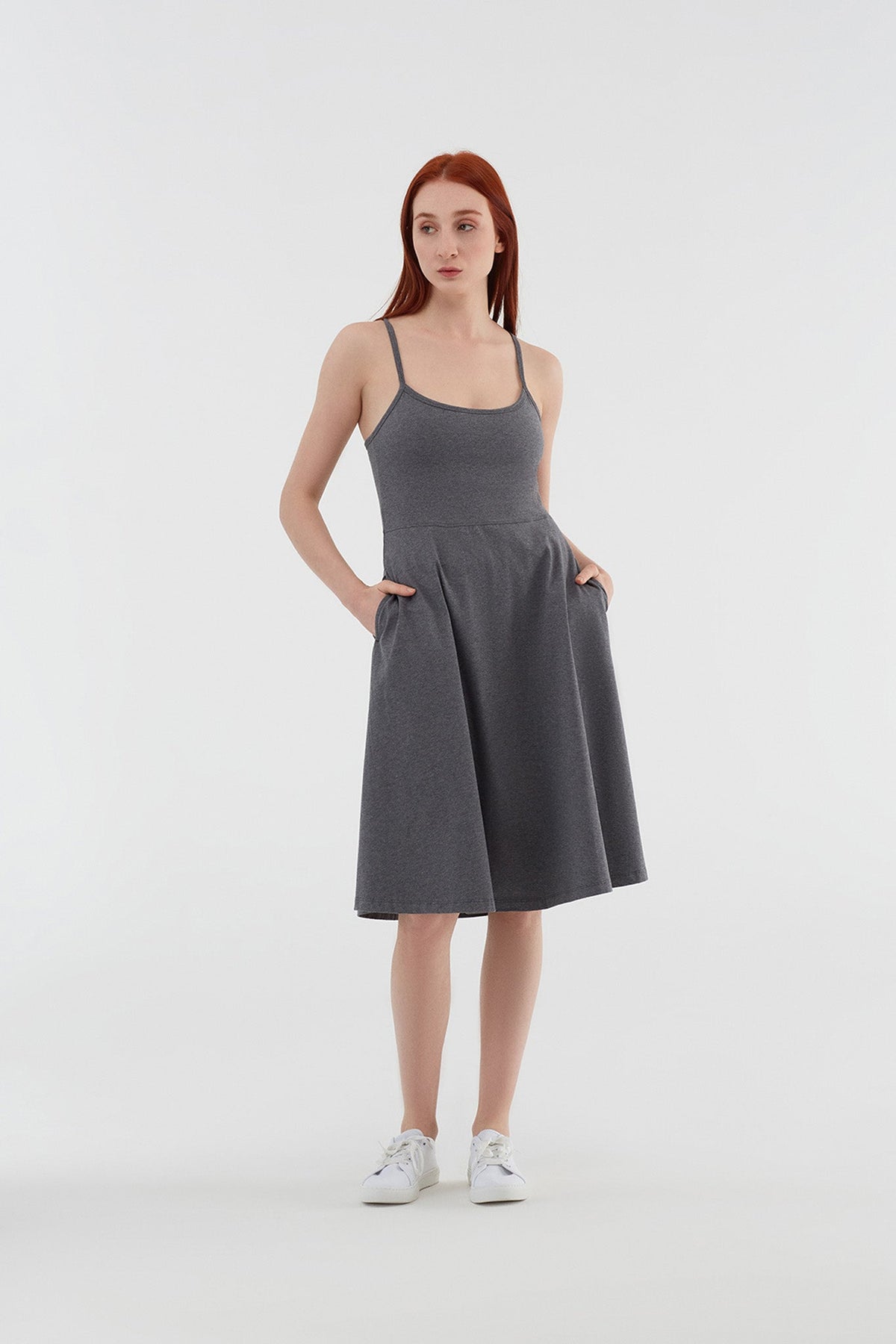 Pinafore Dress, Anthracite - Melange