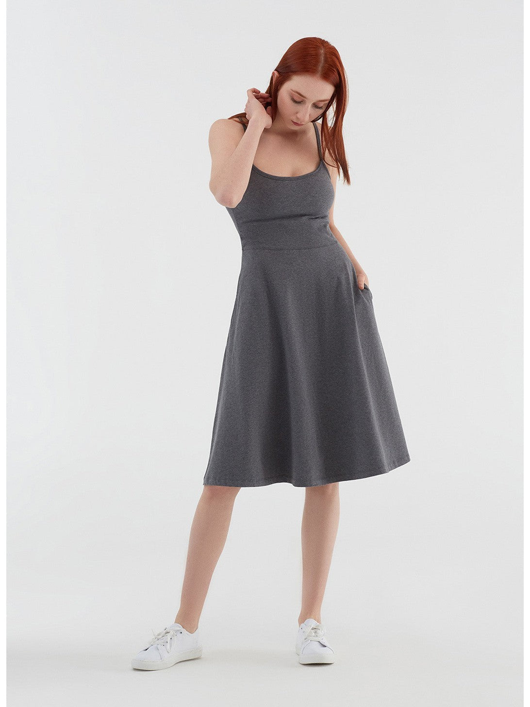 Pinafore Dress, Anthracite - Melange