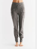 Women's Yoga Trousers with Fold-Over Waistband, Anthracite - Melange
