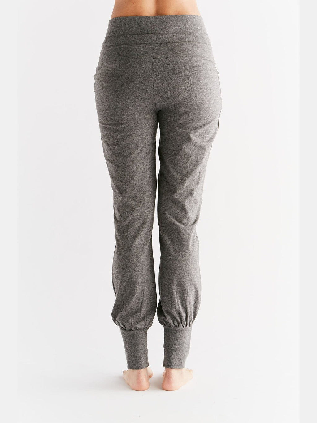 Women's Yoga Trousers with Fold-Over Waistband, Anthracite - Melange