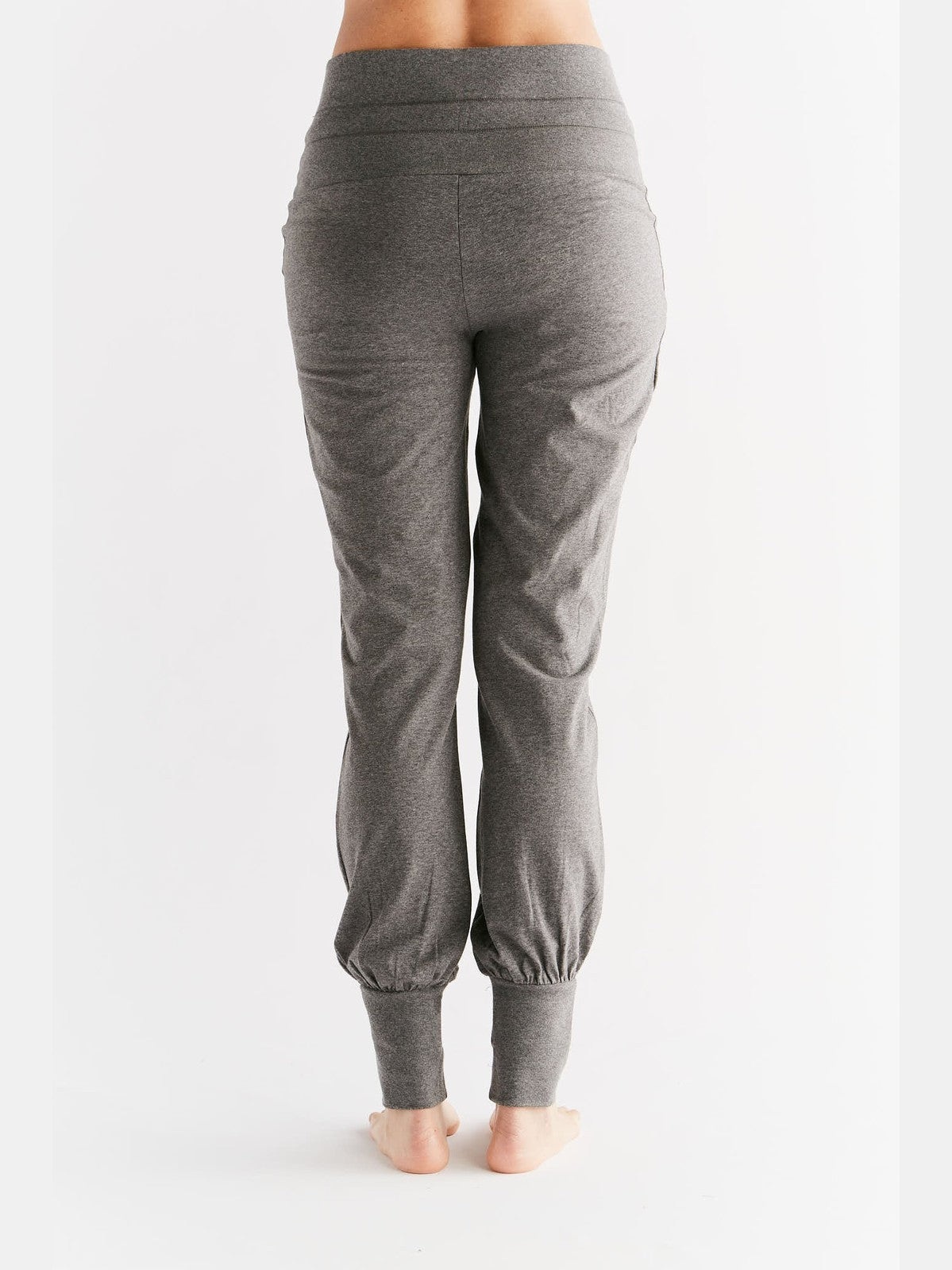 Women's Yoga Trousers with Fold-Over Waistband, Anthracite - Melange