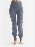 Women's Yoga Trousers with Fold-Over Waistband, Navy - Melange