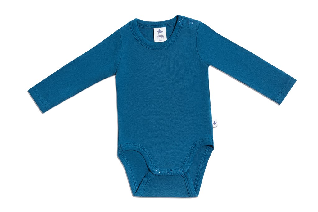 Baby Long Sleeve Bodysuit, Danube Blue