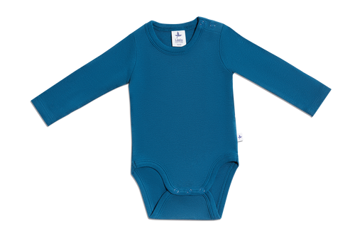 Baby Long Sleeve Bodysuit, Danube Blue — Leela Cotton, view 2