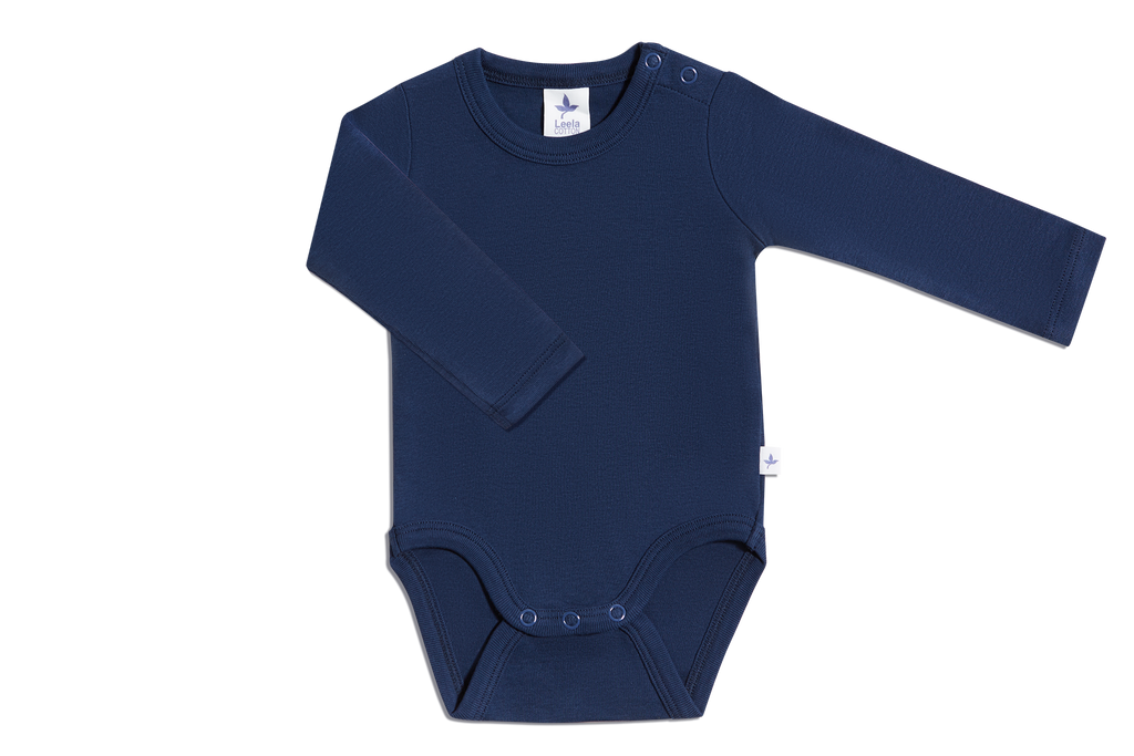 Baby Long Sleeve Bodysuit, Indigo
