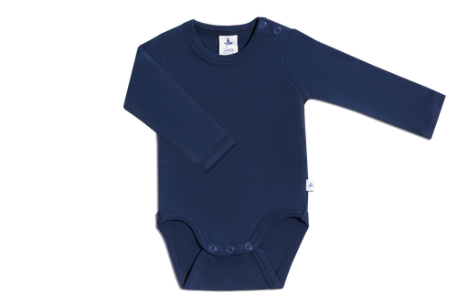 Baby Long Sleeve Bodysuit, Indigo — Leela Cotton