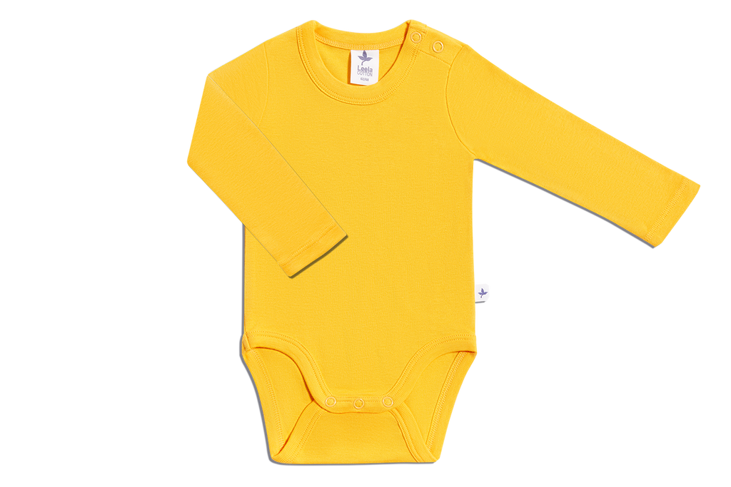 Baby Long Sleeve Bodysuit, Sun Yellow