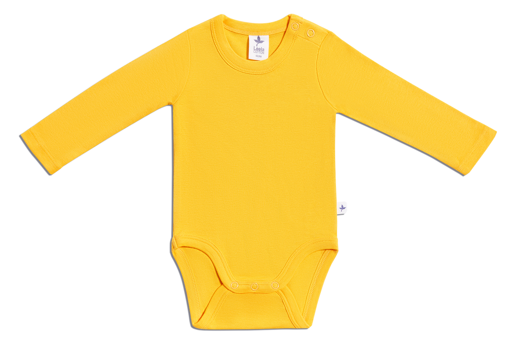 Baby Long Sleeve Bodysuit, Sun Yellow