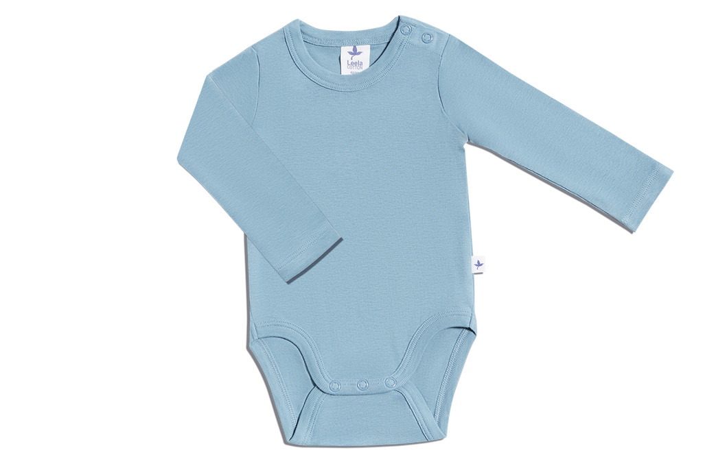 Baby Long Sleeve Bodysuit, Dove Blue