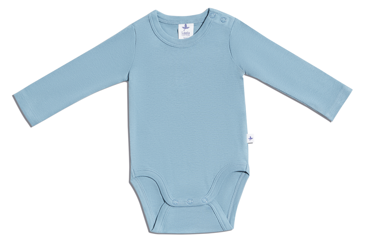 Baby Long Sleeve Bodysuit, Dove Blue