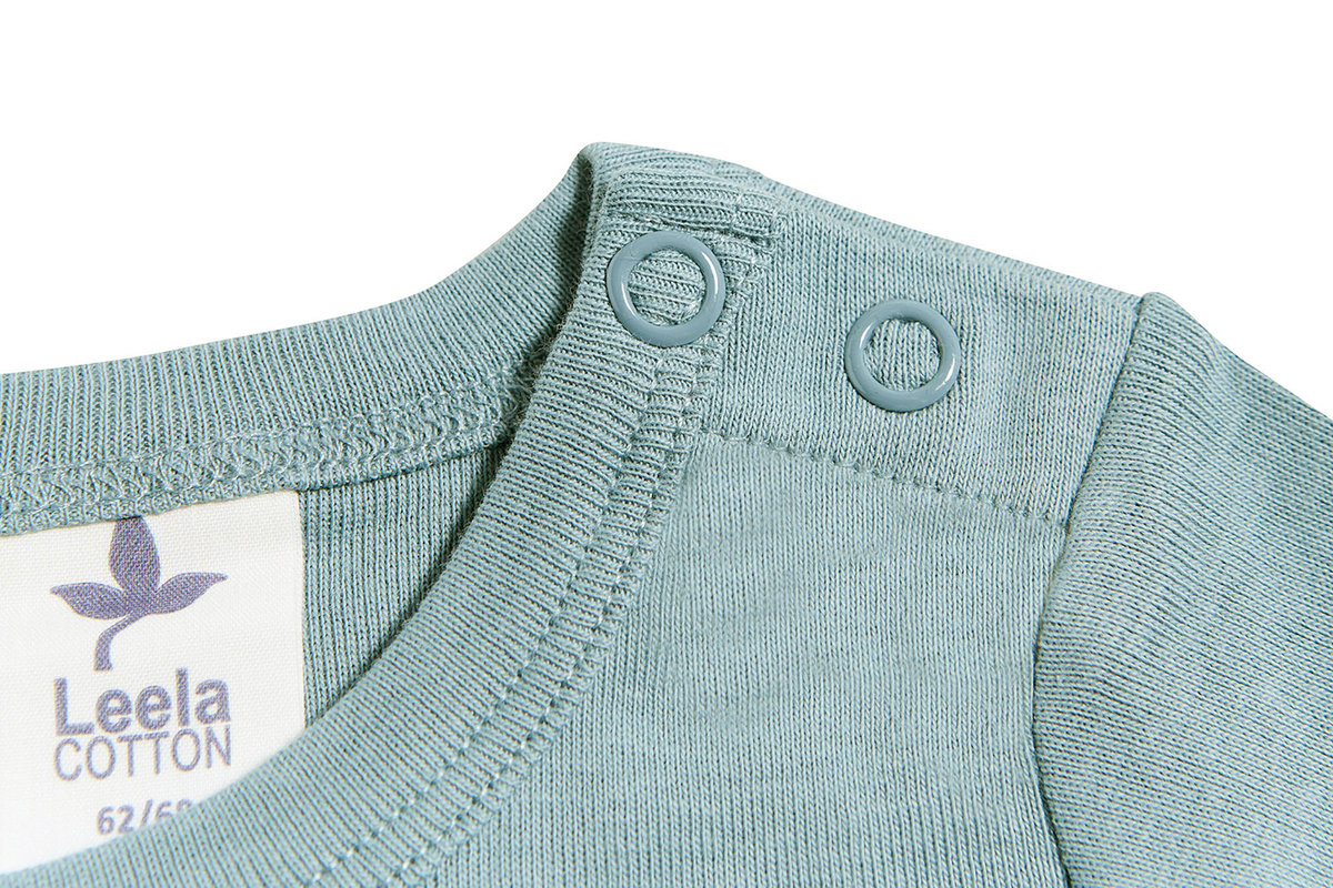 Baby Long Sleeve Bodysuit, Dove Blue — Leela Cotton, view 4