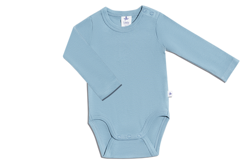 Baby Long Sleeve Bodysuit, Dove Blue — Leela Cotton