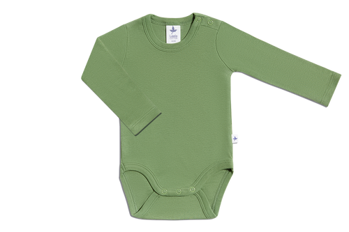 Baby Long Sleeve Bodysuit, Forest Green — Leela Cotton