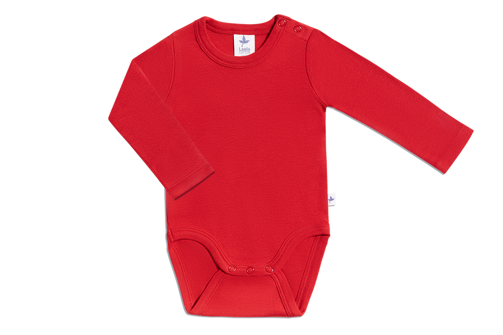 Baby Long Sleeve Bodysuit, Brick Red