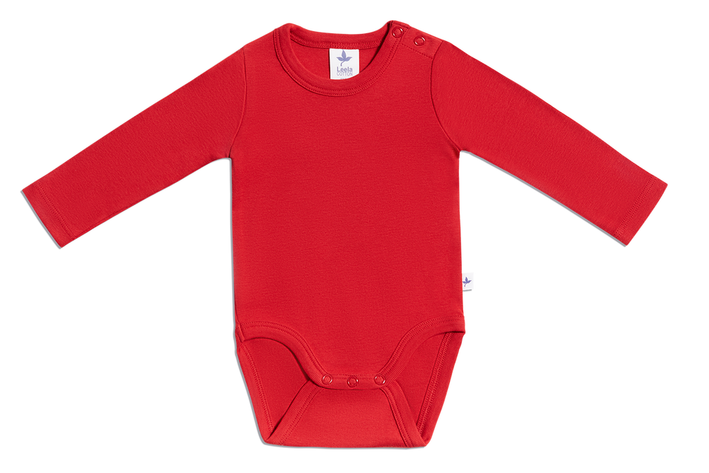 Baby Long Sleeve Bodysuit, Brick Red