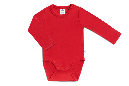 Baby Long Sleeve Bodysuit, Brick Red — Leela Cotton