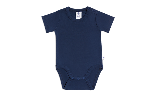 Baby Short Sleeve Bodysuit, Indigo — Leela Cotton