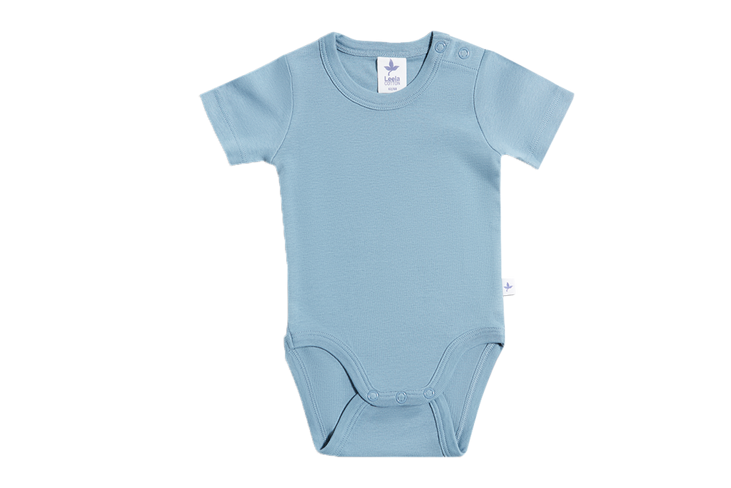 Baby Short Sleeve Bodysuit, Dove Blue