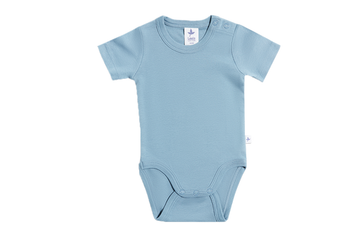 Baby Short Sleeve Bodysuit, Dove Blue — Leela Cotton