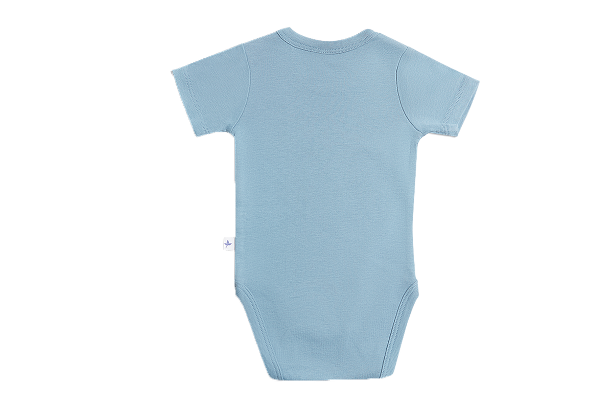 Baby Short Sleeve Bodysuit, Dove Blue — Leela Cotton, view 2