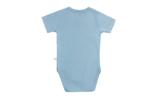 Baby Short Sleeve Bodysuit, Dove Blue — Leela Cotton, view 2