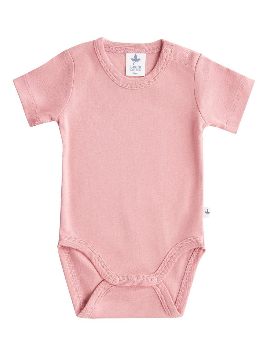 Baby Short Sleeve Bodysuit, Dusty Pink — Leela Cotton