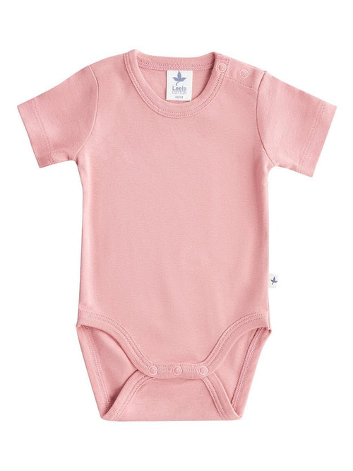 Baby Short Sleeve Bodysuit, Dusty Pink — Leela Cotton