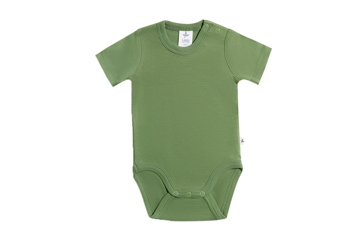 Baby Short Sleeve Bodysuit, Forest Green