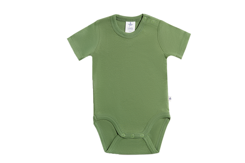 Baby Short Sleeve Bodysuit, Forest Green — Leela Cotton