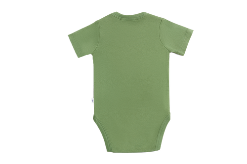 Baby Short Sleeve Bodysuit, Forest Green — Leela Cotton, view 2