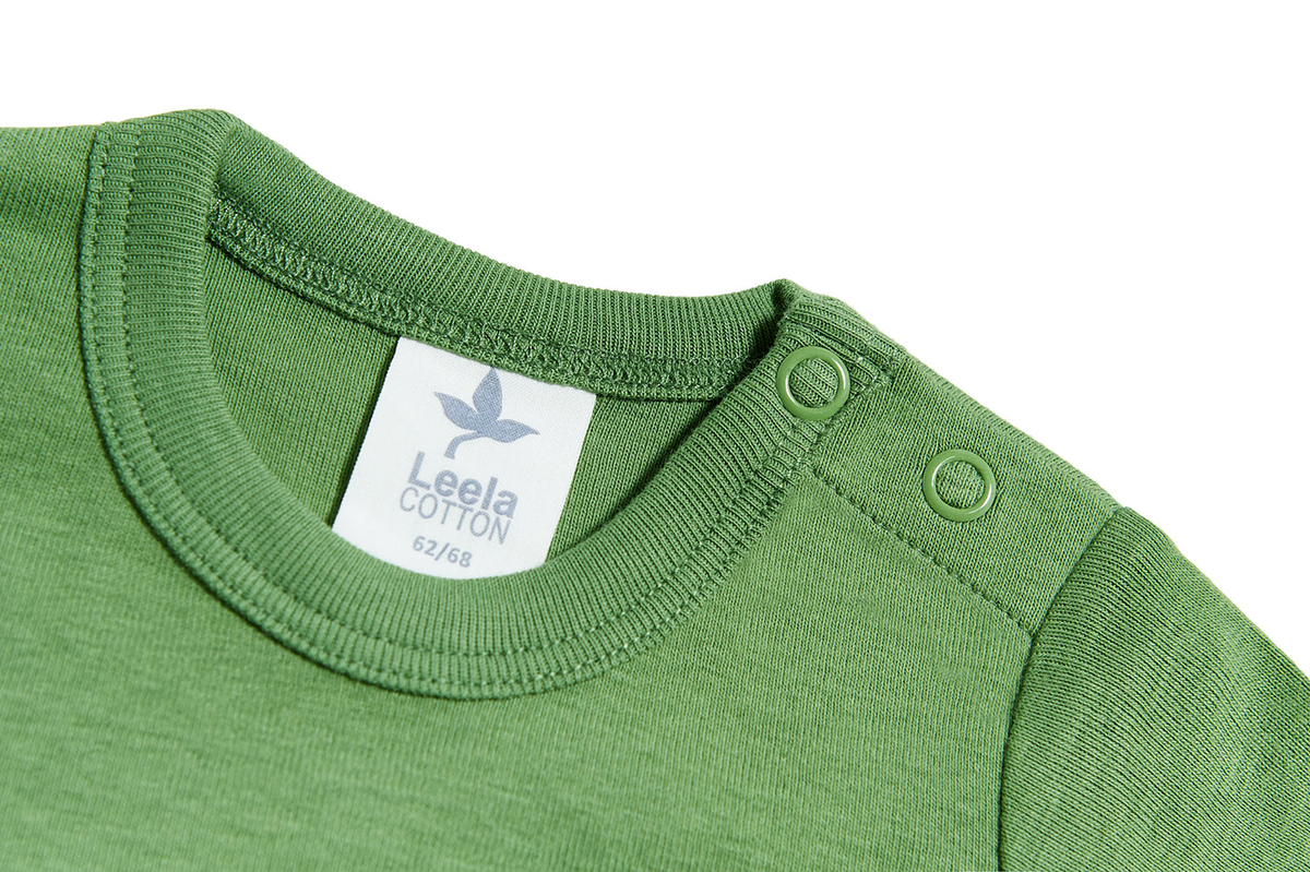 Baby Short Sleeve Bodysuit, Forest Green — Leela Cotton, view 3