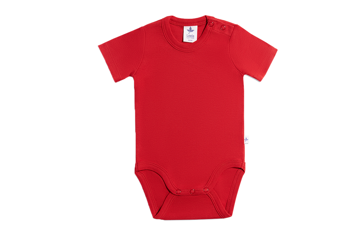 Baby Short Sleeve Bodysuit, Brick Red