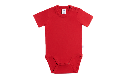 Baby Short Sleeve Bodysuit, Brick Red — Leela Cotton