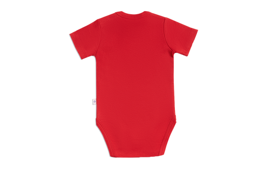 Baby Short Sleeve Bodysuit, Brick Red — Leela Cotton, view 2
