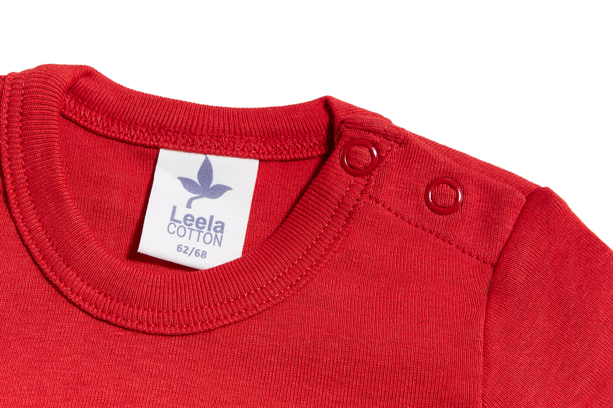 Baby Short Sleeve Bodysuit, Brick Red — Leela Cotton, view 3