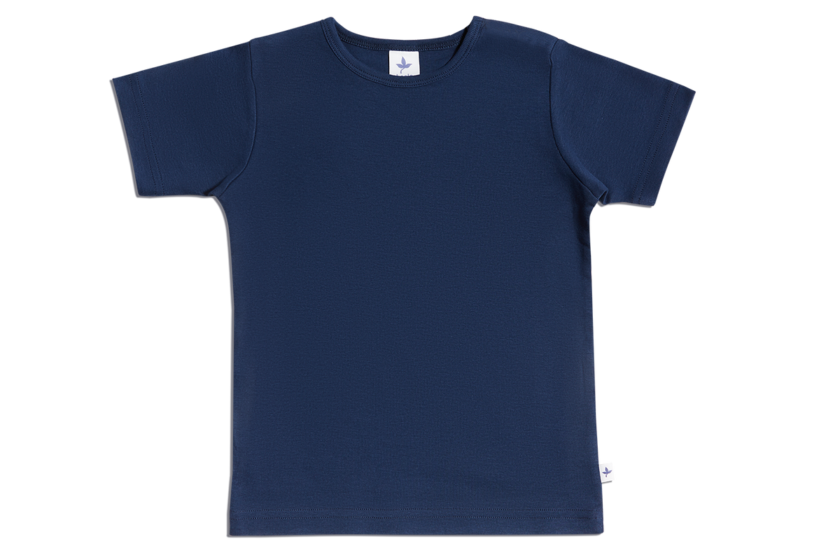 Kids' Short Sleeve Top, Indigo — Leela Cotton, view 4