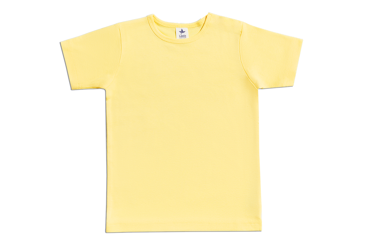 Kids' Short Sleeve Top, Lemon Yellow — Leela Cotton, view 5