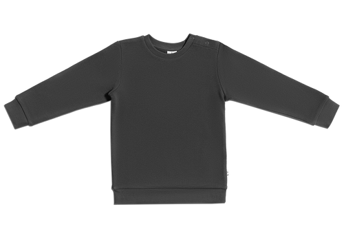 Baby Piqué Basic Sweatshirt, Anthracite — Leela Cotton, view 2