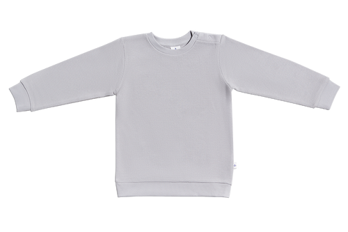 Baby Piqué Basic Sweatshirt, Grey — Leela Cotton, view 2
