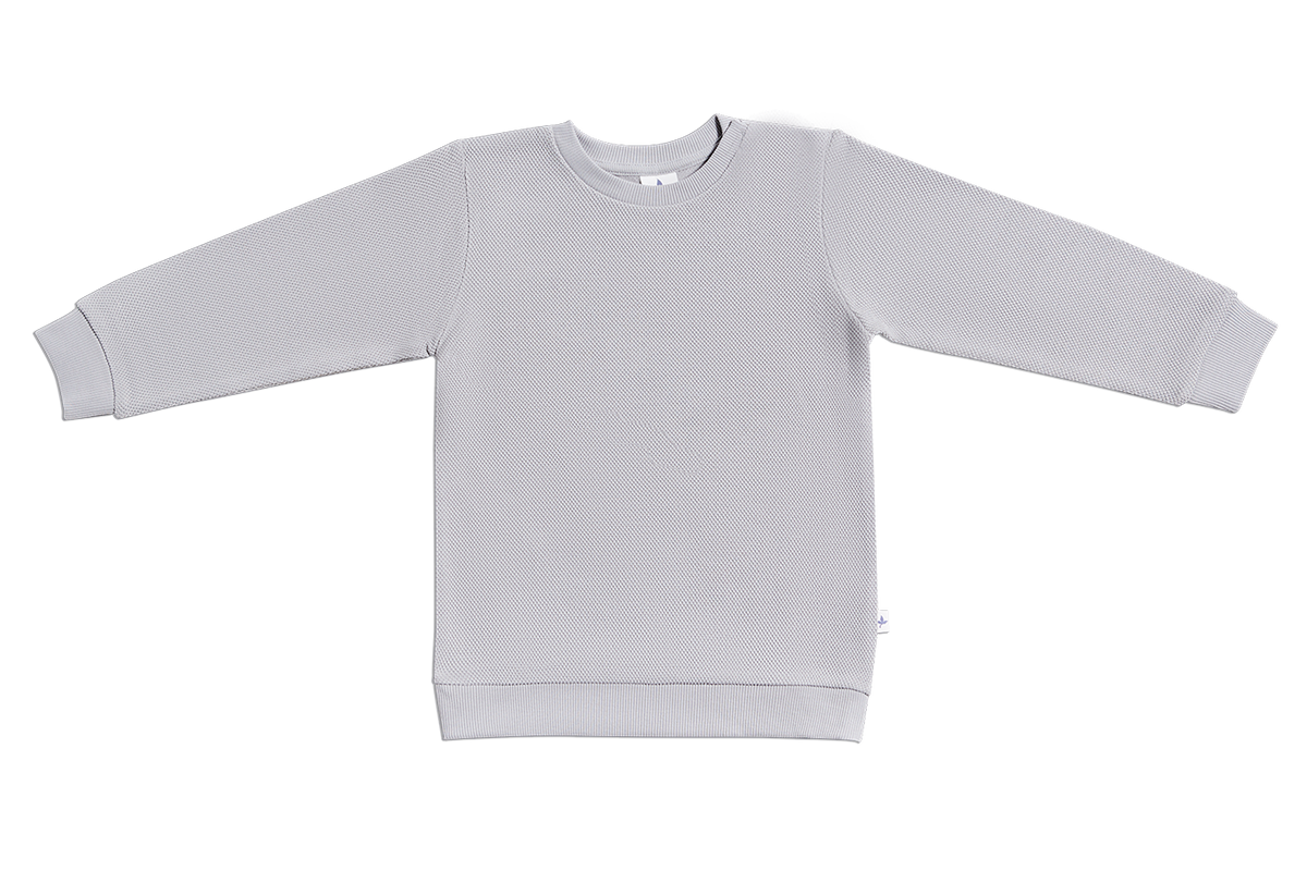 Baby Piqué Basic Sweatshirt, Grey — Leela Cotton, view 6