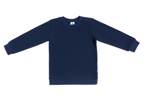 Baby Piqué Basic Sweatshirt, Indigo — Leela Cotton, view 2