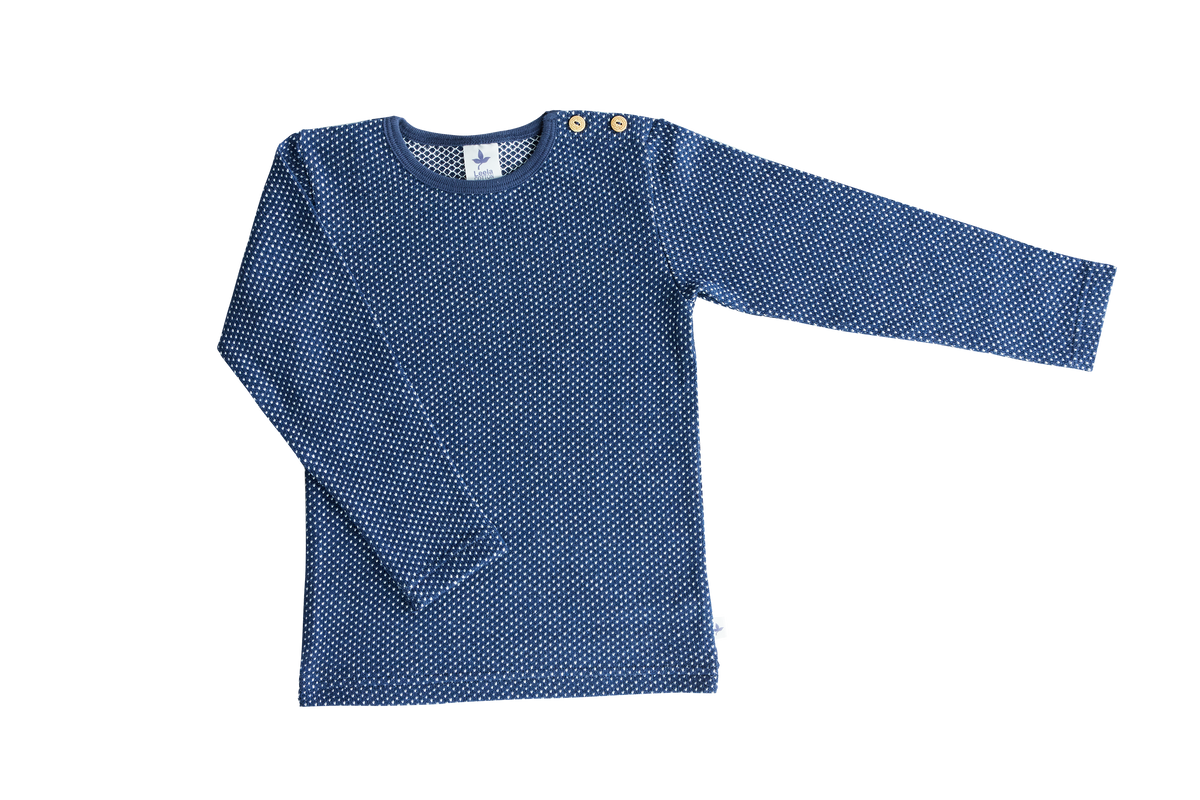 Baby Basic Long Sleeve Top, Indigo/ Natural White