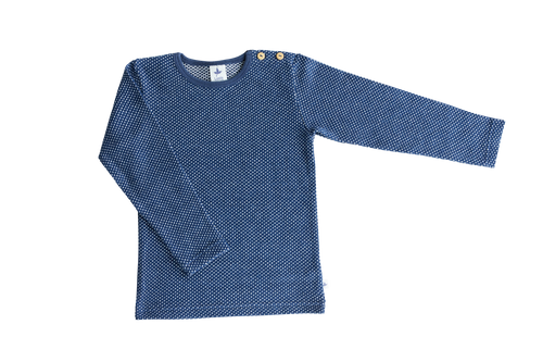 Baby Basic Long Sleeve Top, Indigo / Natural White — Leela Cotton