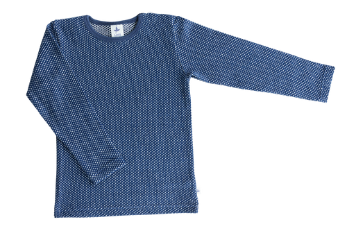 Baby Basic Long Sleeve Top, Indigo / Natural White — Leela Cotton, view 2
