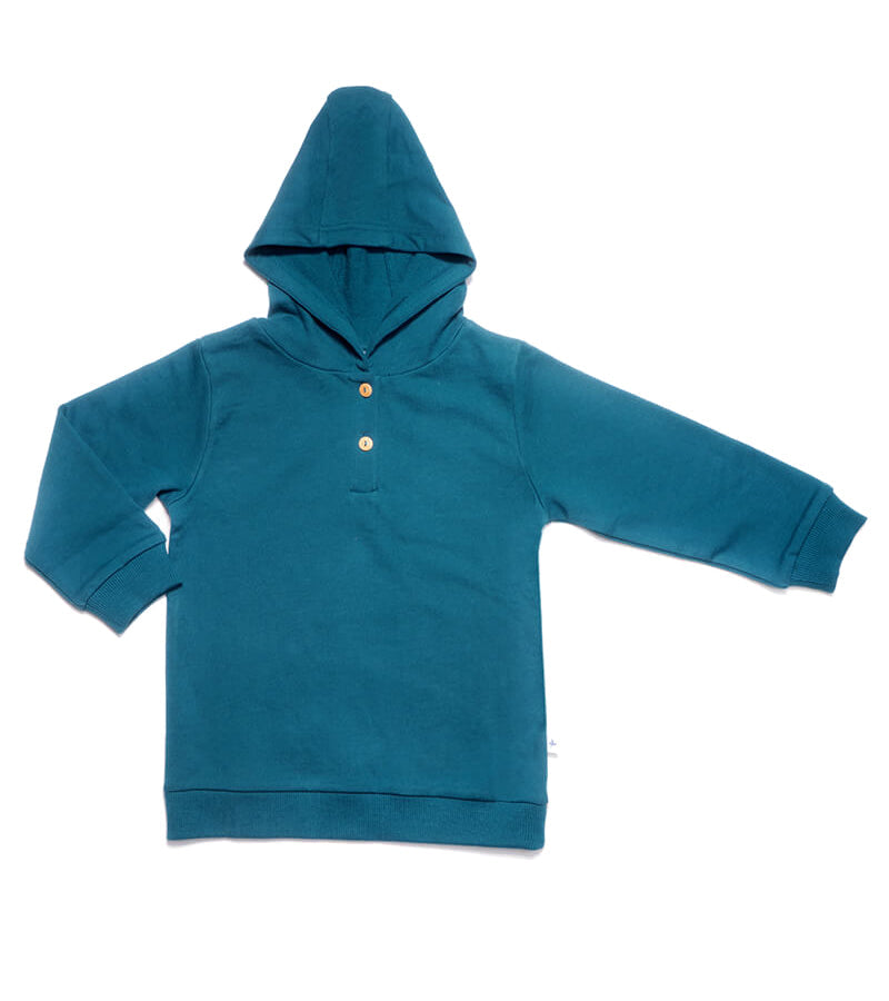 Baby Hoodie, Danube Blue — Leela Cotton, view 2