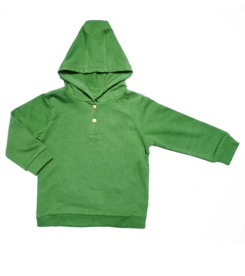 Baby Hoodie, Forest Green — Leela Cotton, view 2