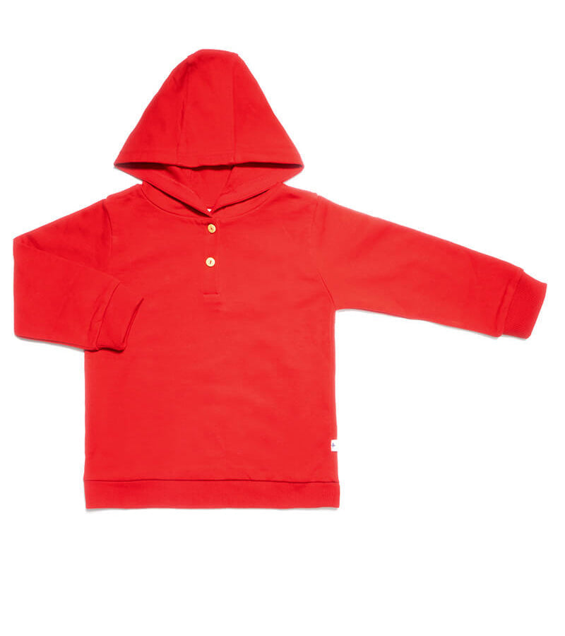 Baby Hoodie, Brick Red — Leela Cotton, view 2