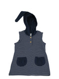 Baby Tunic Dress, Indigo - White