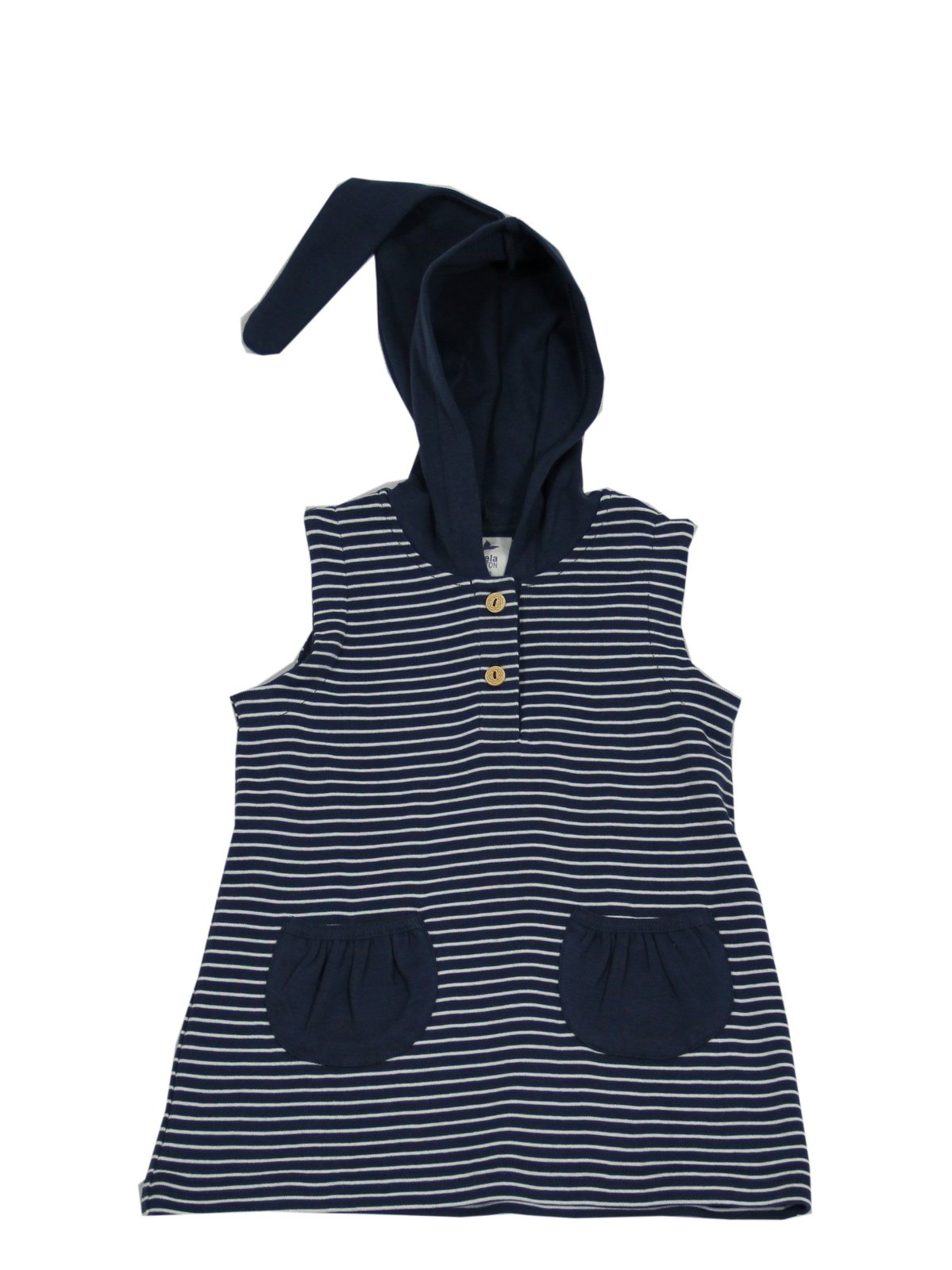 Baby Tunic Dress, Indigo - White